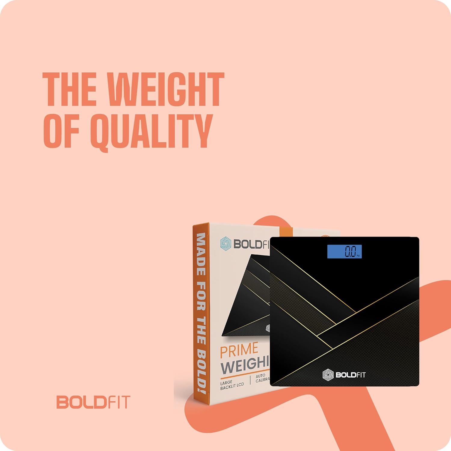 Boldfit Weight Machine for Body Weight Weighing Machine Digital Bathroom Scale for Human Body Weight Measurement Extra Thick Weighing Scale for Home with Large LCD Display 36Months Warranty-BlackGold