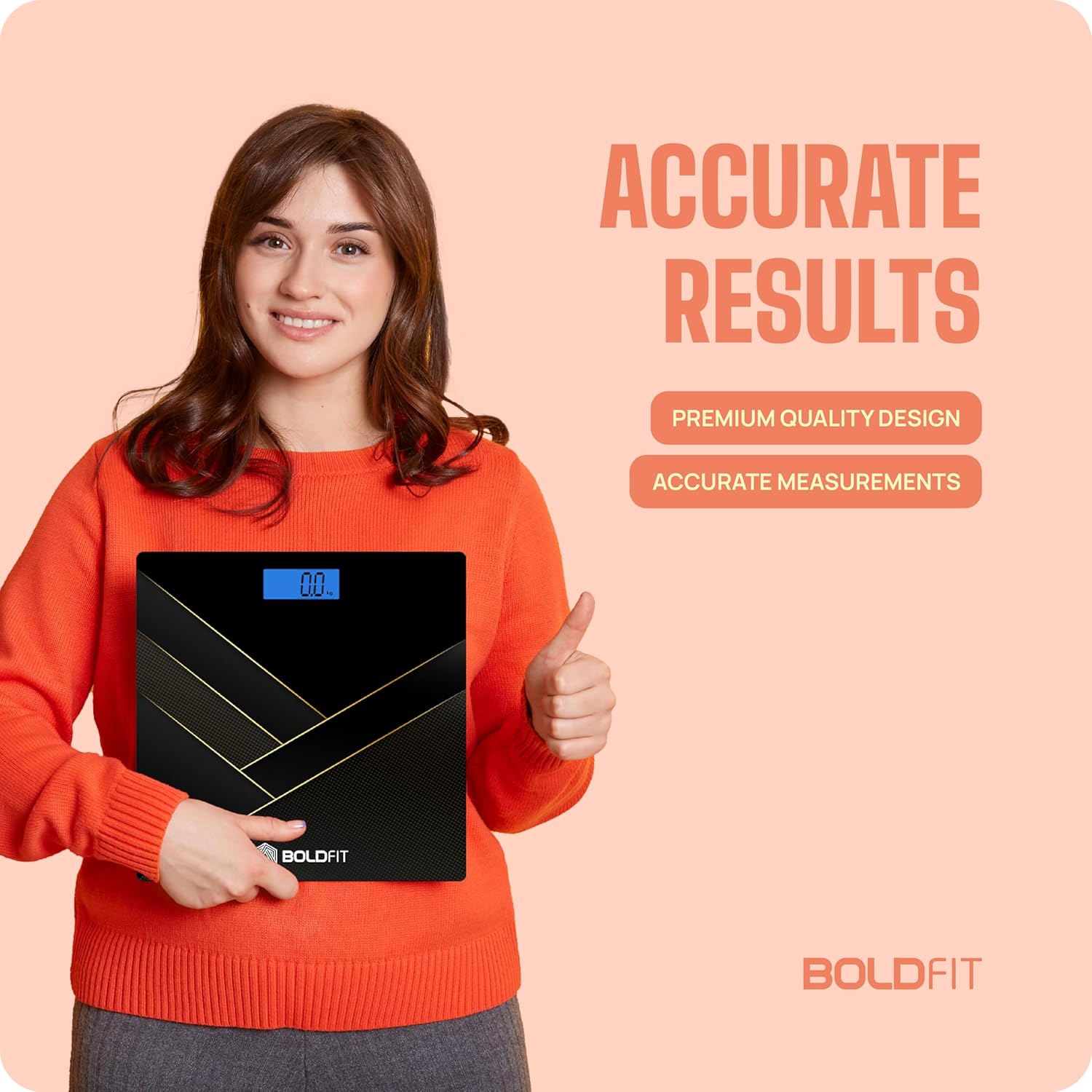 Boldfit Weight Machine for Body Weight Weighing Machine Digital Bathroom Scale for Human Body Weight Measurement Extra Thick Weighing Scale for Home with Large LCD Display 36Months Warranty-BlackGold